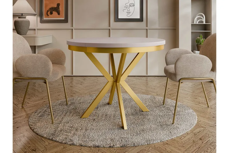 Sereth Matbord 100 cm Rund - Beige/Guld - Möbler - Bord & matgrupper - Matbord & köksbord