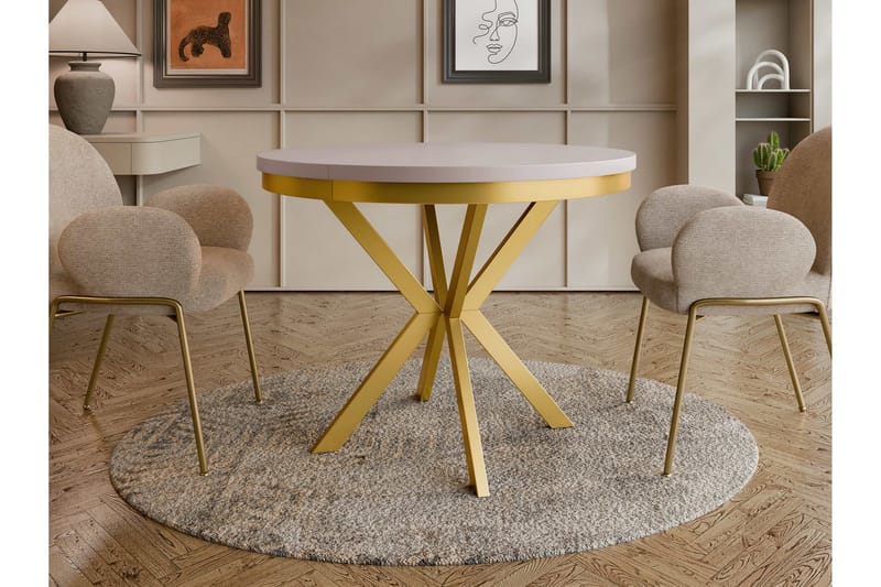 Sereth Matbord 100 cm Rund - Beige/Guld - Möbler - Bord & matgrupper - Matbord & köksbord