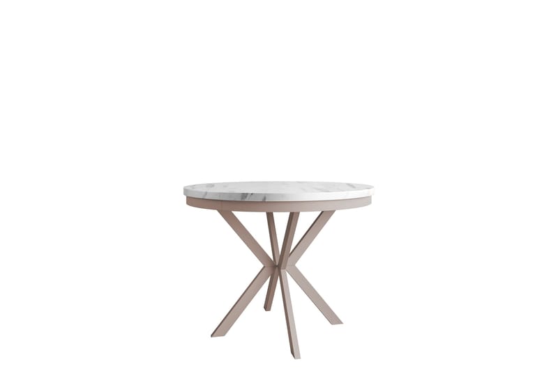 Sereth Matbord 100 cm Rund, Vit/Beige