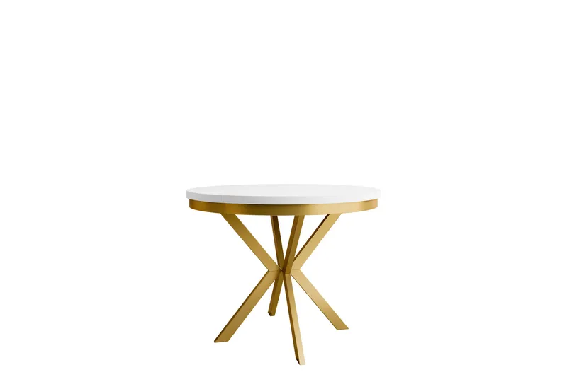 Sereth Matbord 100 cm Rund, Vit/Guld