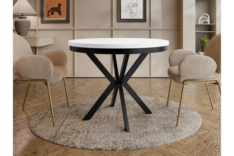 Sereth Matbord 100 cm Rund - Vit/Svart - Möbler - Bord & matgrupper - Matbord & köksbord
