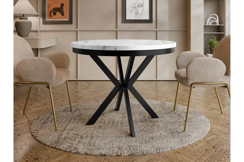 Sereth Matbord 100 cm Rund - Vit/Svart - Möbler - Bord & matgrupper - Matbord & köksbord