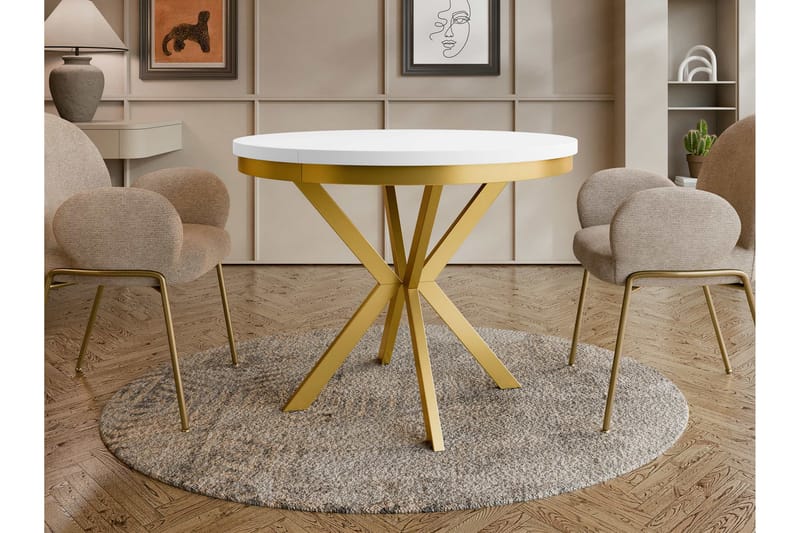 Sereth Matbord 120 cm Rund - Vit/Guld - Möbler - Bord & matgrupper - Matbord & köksbord