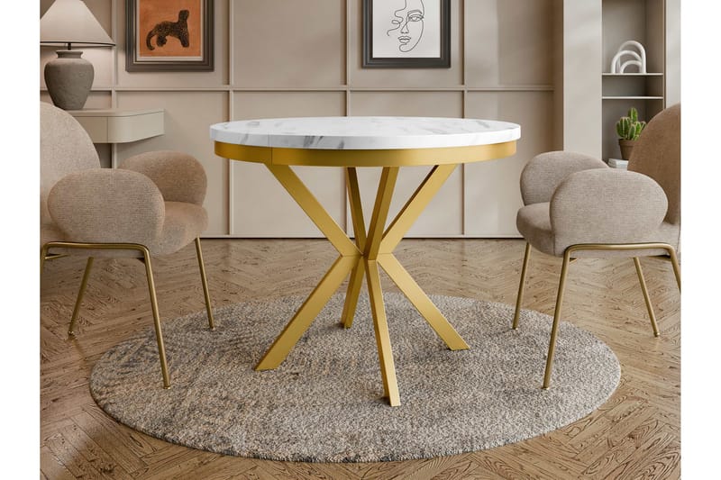 Sereth Matbord 120 cm Rund - Vit/Guld - Möbler - Bord & matgrupper - Matbord & köksbord