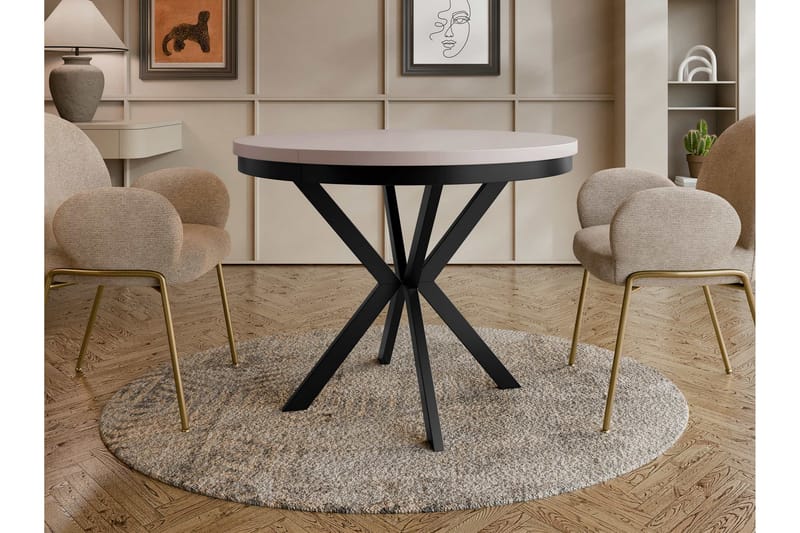 Sereth Matbord 90 cm Rund - Beige/Svart - Möbler - Bord & matgrupper - Matbord & köksbord