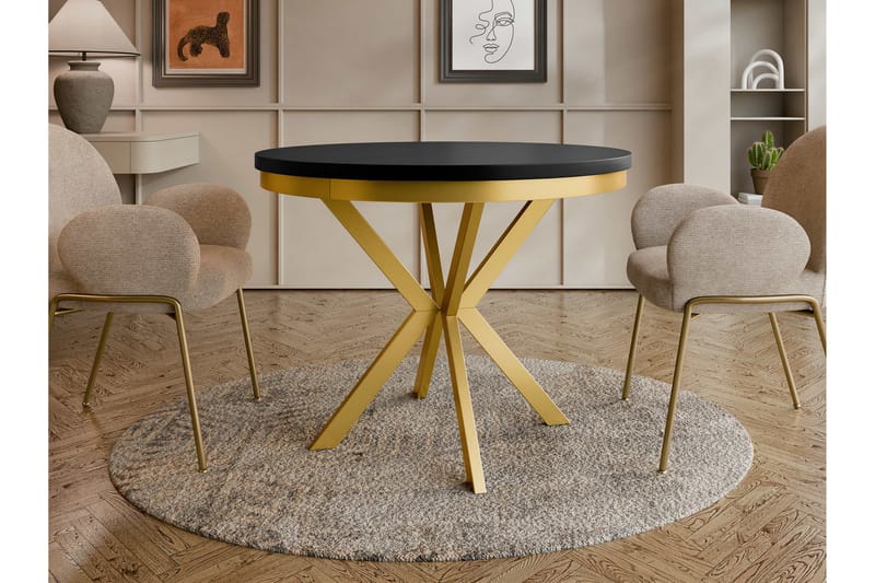 Sereth Matbord 90 cm Rund - Svart/Guld - Möbler - Bord & matgrupper - Matbord & köksbord