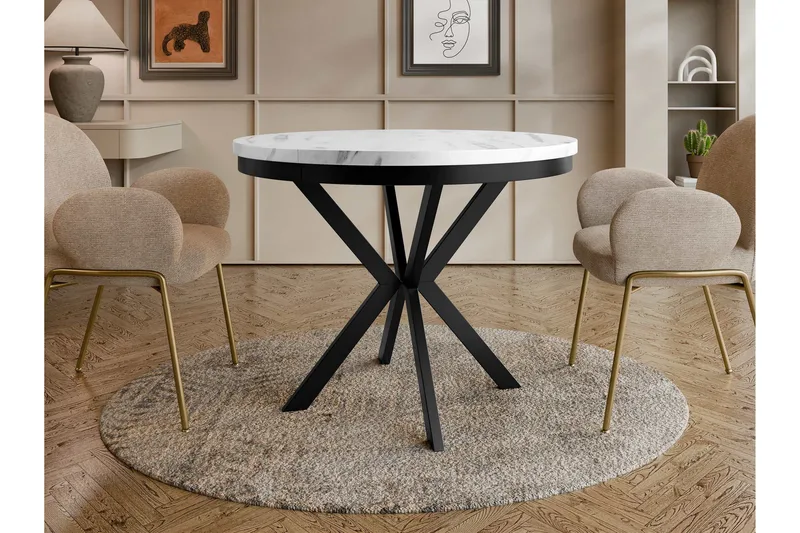 Sereth Matbord 90 cm Rund - Vit/Svart - Möbler - Bord & matgrupper - Matbord & köksbord