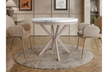 Sereth Runt Matbord 120 cm med Marmorutseende - Vit / Beige - Möbler - Bord & matgrupper - Matbord & köksbord