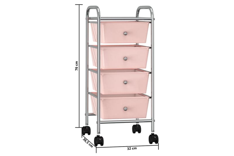 Förvaringsvagn 4 lådor rosa plast - Rosa - Möbler - Bord & matgrupper - Serveringsvagn & barvagn - Drinkvagn