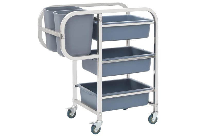 Köksvagn med plastbehållare 82x43,5x93 cm - Silver - Möbler - Bord & matgrupper - Serveringsvagn & barvagn - Drinkvagn