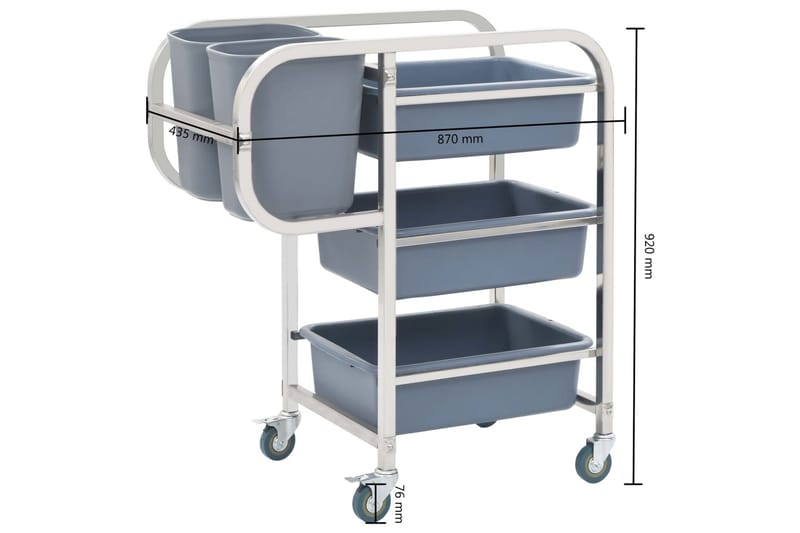 Köksvagn med plastbehållare 82x43,5x93 cm - Silver - Möbler - Bord & matgrupper - Serveringsvagn & barvagn - Drinkvagn