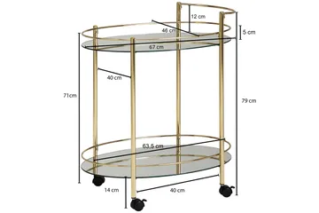 Kenebrew Drinkvagn 67x46 cm - Guld - Möbler - Bord & matgrupper - Serveringsvagn & barvagn - Drinkvagn