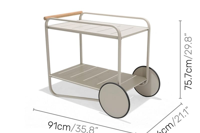 Portals Rullbord 92 cm - Vit/trä - Drinkvagn - Rullbord, rullvagn & serveringsbord