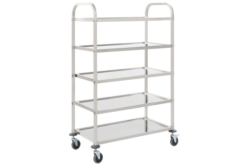 Serveringsvagn 5 våningar 107x55x147 cm rostfritt stål - Silver - Möbler - Bord & matgrupper - Serveringsvagn & barvagn - Drinkvagn