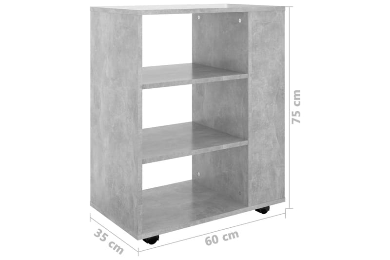 Skåp med hjul betonggrå 60x35x75 cm spånskiva - Grå - Möbler - Bord & matgrupper - Serveringsvagn & barvagn - Drinkvagn
