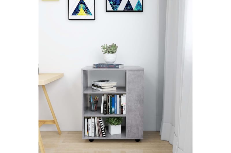 Skåp med hjul betonggrå 60x35x75 cm spånskiva - Grå - Möbler - Bord & matgrupper - Serveringsvagn & barvagn - Drinkvagn