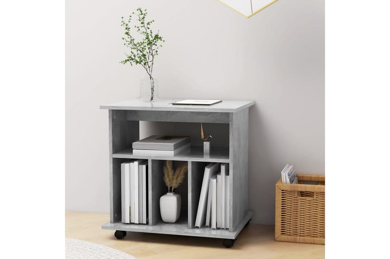 Skåp med hjul betonggrå 60x45x60 cm spånskiva - Grå - Möbler - Bord & matgrupper - Serveringsvagn & barvagn - Drinkvagn