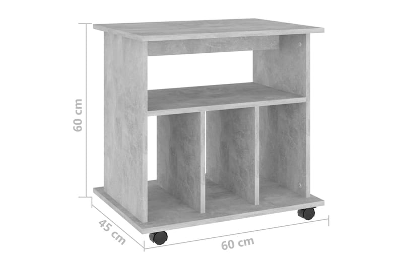 Skåp med hjul betonggrå 60x45x60 cm spånskiva - Grå - Möbler - Bord & matgrupper - Serveringsvagn & barvagn - Drinkvagn