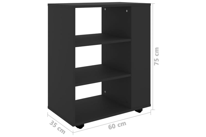 Skåp med hjul svart 60x35x75 cm spånskiva - Svart - Möbler - Bord & matgrupper - Serveringsvagn & barvagn - Drinkvagn