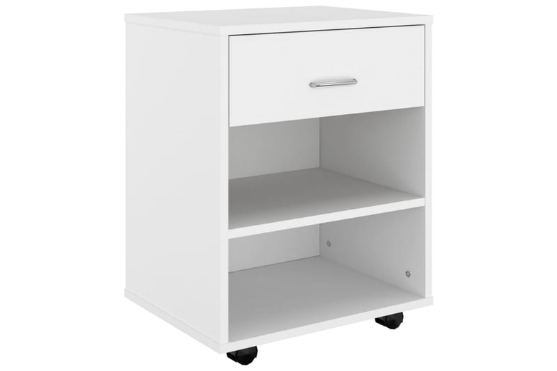 Skåp med hjul vit 46x36x59 cm spånskiva - Vit - Möbler - Bord & matgrupper - Serveringsvagn & barvagn - Drinkvagn