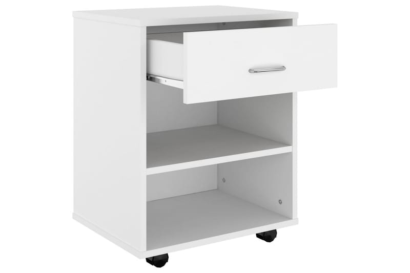 Skåp med hjul vit 46x36x59 cm spånskiva - Vit - Möbler - Bord & matgrupper - Serveringsvagn & barvagn - Drinkvagn