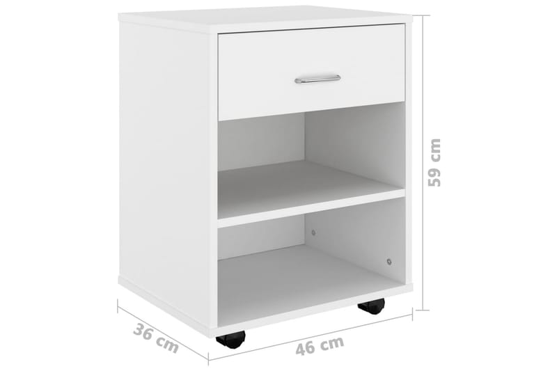 Skåp med hjul vit 46x36x59 cm spånskiva - Vit - Möbler - Bord & matgrupper - Serveringsvagn & barvagn - Drinkvagn