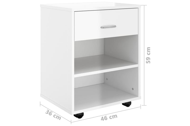 Skåp med hjul vit högglans 46x36x59 cm spånskiva - Vit - Möbler - Bord & matgrupper - Serveringsvagn & barvagn - Drinkvagn