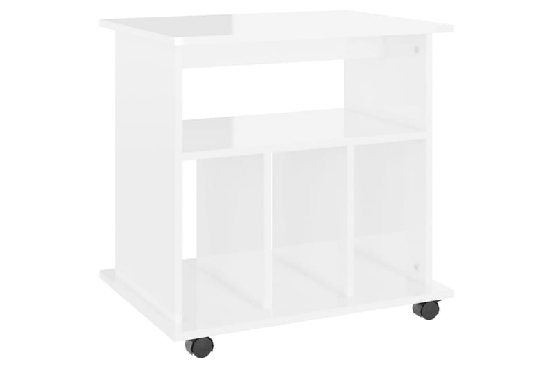 Skåp med hjul vit högglans 60x45x60 cm spånskiva - Vit - Möbler - Bord & matgrupper - Serveringsvagn & barvagn - Drinkvagn