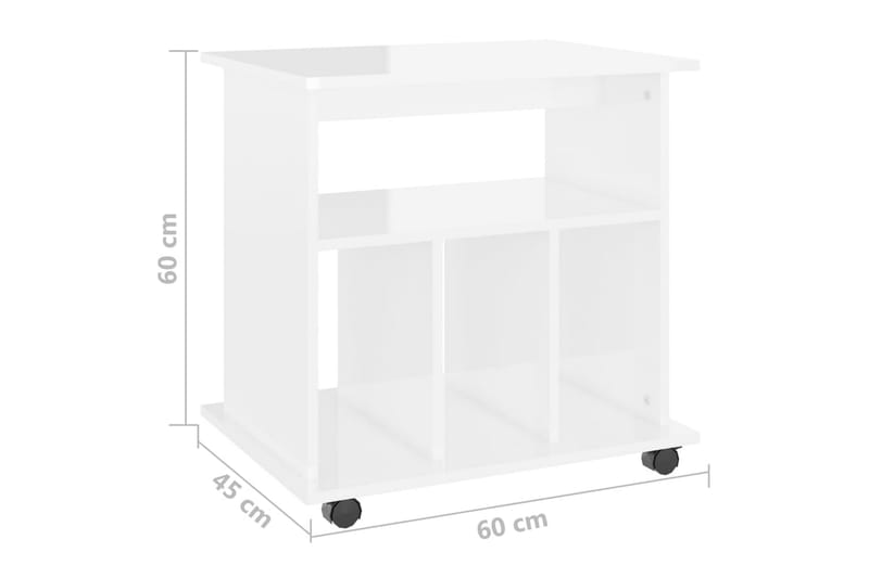 Skåp med hjul vit högglans 60x45x60 cm spånskiva - Vit - Möbler - Bord & matgrupper - Serveringsvagn & barvagn - Drinkvagn