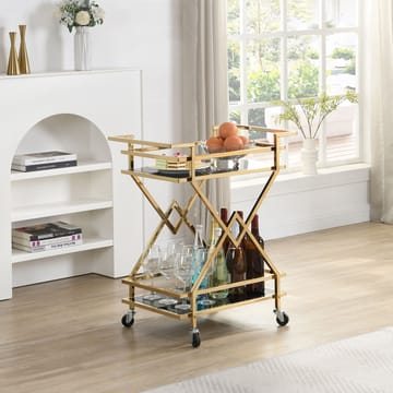 Galeri Serveringsvagn 65 cm - Blankt guld och svart - Möbler - Bord & matgrupper - Serveringsvagn & barvagn - Drinkvagn
