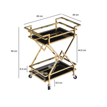 Galeri Serveringsvagn 65 cm - Blankt guld och svart - Möbler - Bord & matgrupper - Serveringsvagn & barvagn - Drinkvagn