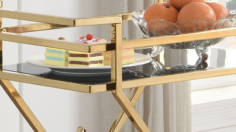 Galeri Serveringsvagn 65 cm - Blankt guld och svart - Möbler - Bord & matgrupper - Serveringsvagn & barvagn - Drinkvagn