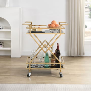 Galeri Serveringsvagn 65 cm - Blankt guld och svart - Möbler - Bord & matgrupper - Serveringsvagn & barvagn - Drinkvagn