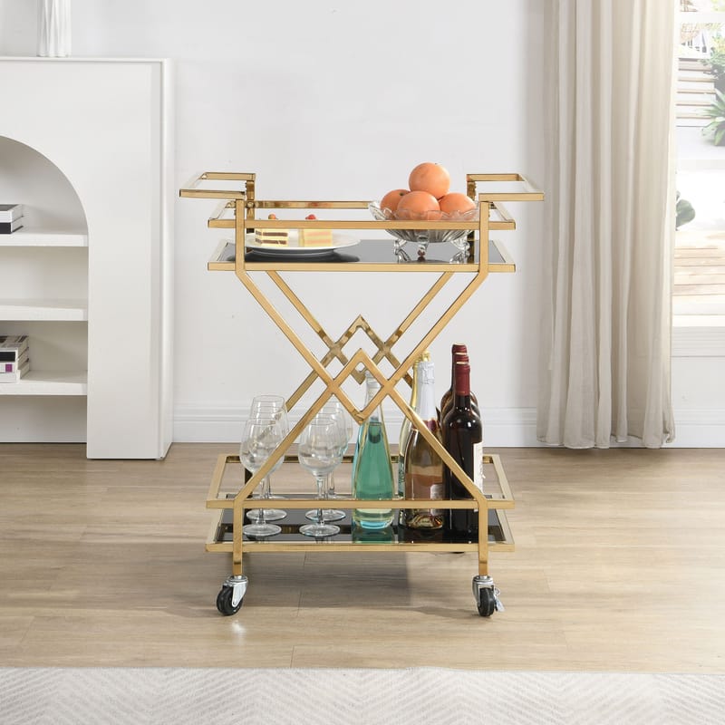 Galeri Serveringsvagn 65 cm - Blankt guld och svart - Möbler - Bord & matgrupper - Serveringsvagn & barvagn - Drinkvagn