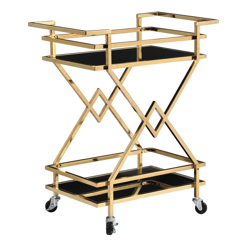 Galeri Serveringsvagn 65 cm - Blankt guld och svart - Möbler - Bord & matgrupper - Serveringsvagn & barvagn - Drinkvagn