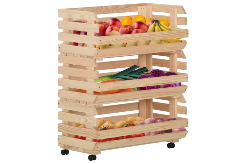 Grönsaksvagn 77x30x80 cm massiv furu - Brun - Möbler - Bord & matgrupper - Serveringsvagn & barvagn - Köksvagn