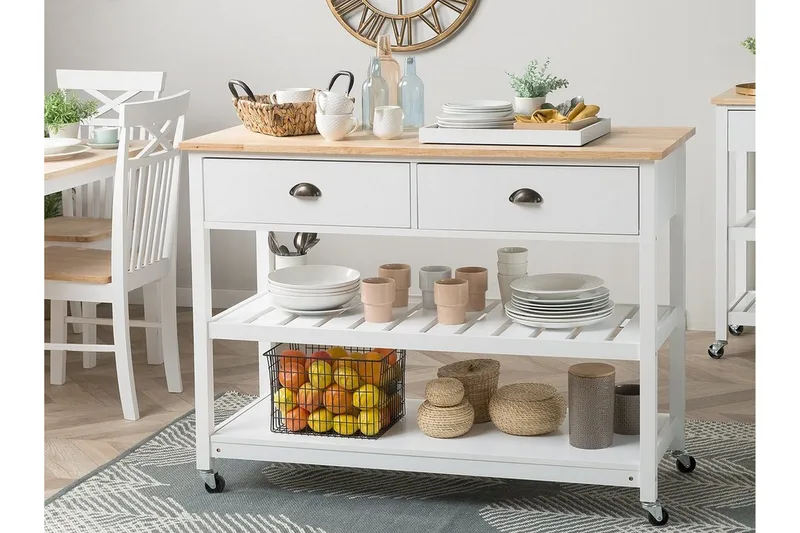 Navarino Serveringsvagn 48|120 cm - Vit - Möbler - Bord & matgrupper - Serveringsvagn & barvagn - Köksvagn