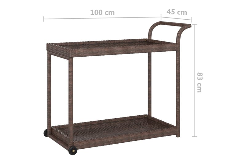 Serveringsvagn brun 100x45x83 cm konstrotting - Brun - Möbler - Bord & matgrupper - Serveringsvagn & barvagn - Köksvagn