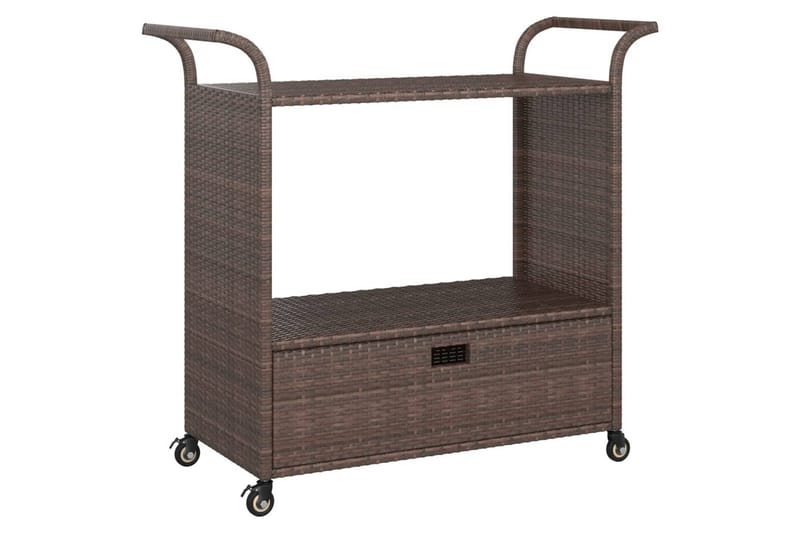 Serveringsvagn med låda brun 100x45x97 cm konstrotting - Brun - Möbler - Bord & matgrupper - Serveringsvagn & barvagn - Köksvagn