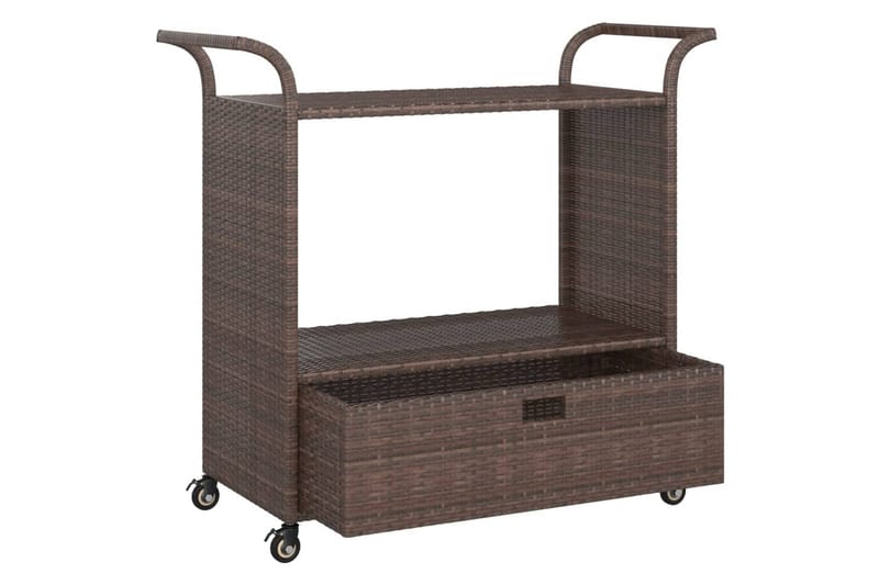 Serveringsvagn med låda brun 100x45x97 cm konstrotting - Brun - Möbler - Bord & matgrupper - Serveringsvagn & barvagn - Köksvagn