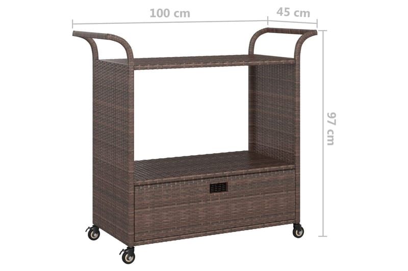 Serveringsvagn med låda brun 100x45x97 cm konstrotting - Brun - Möbler - Bord & matgrupper - Serveringsvagn & barvagn - Köksvagn