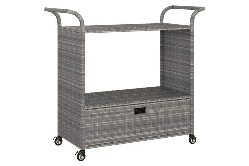 Serveringsvagn med låda grå 100x45x97 cm konstrotting - Grå - Möbler - Bord & matgrupper - Serveringsvagn & barvagn - Köksvagn