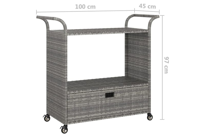 Serveringsvagn med låda grå 100x45x97 cm konstrotting - Grå - Möbler - Bord & matgrupper - Serveringsvagn & barvagn - Köksvagn