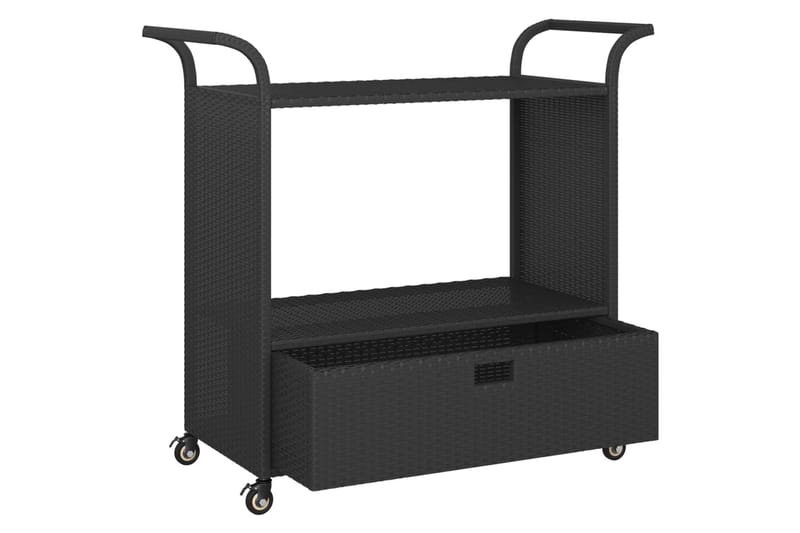 Serveringsvagn med låda svart 100x45x97 cm konstrotting - Svart - Möbler - Bord & matgrupper - Serveringsvagn & barvagn - Köksvagn