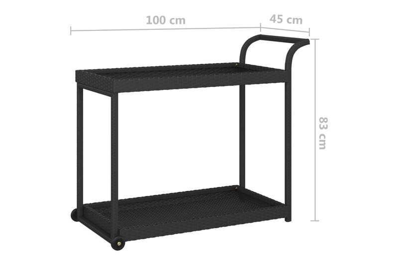 Serveringsvagn svart 100x45x83 cm konstrotting - Svart - Möbler - Bord & matgrupper - Serveringsvagn & barvagn - Köksvagn