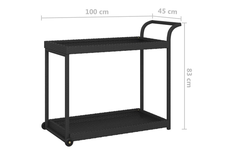 Serveringsvagn svart 100x45x83 cm konstrotting - Svart - Rullbord, rullvagn & serveringsbord - Köksvagn