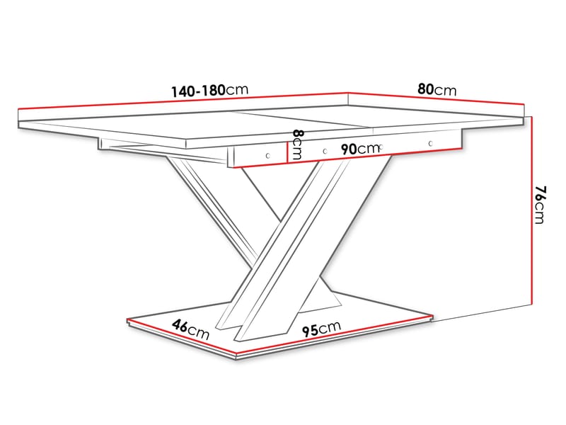 Shea Förlängningsbart Matbord 140-180 cm Rektangulär - Svart - Möbler - Bord & matgrupper - Matbord & köksbord