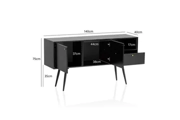 Sideboard Wohnling Melaminbelagd MDF 140 cm med 2 dörrar 1 låda Modern - Förvaring - Förvaringsmöbler - Sideboard & skänk