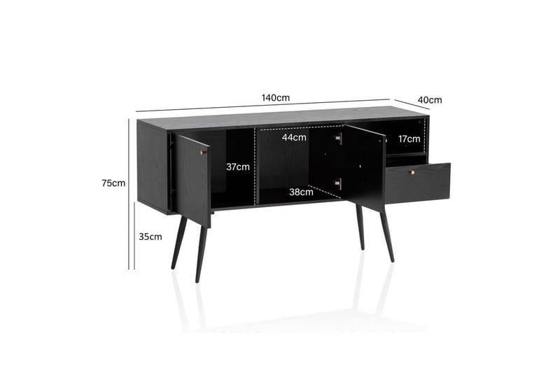 Sideboard Wohnling Melaminbelagd MDF 140 cm med 2 dörrar 1 låda Modern - Möbler - Bord & matgrupper - Bordstillbehör