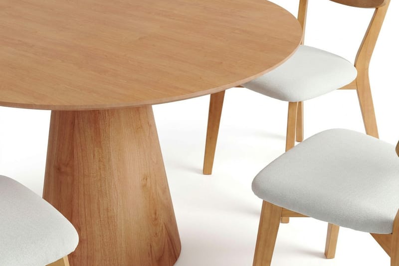 Siena Matgrupp 110 cm runt i Ek med 4 Amelia Matstolar med Dyna - Ek/Beige - Möbler - Bord & matgrupper - Matgrupper